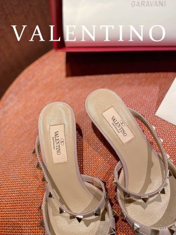 Sục cao gót VALENTINO* cao 5cm mũi nhọn da bóng viền đinh đẹp dễ đi VIP 1:1