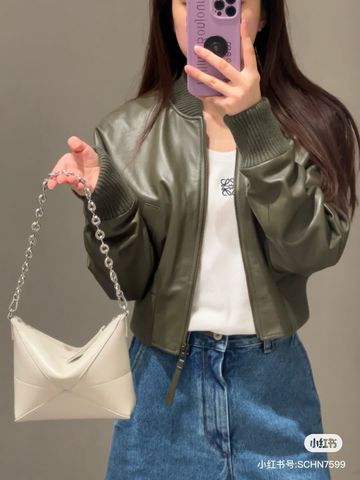 Áo khoác bomber nữ Loe*We* da cừu màu đẹp