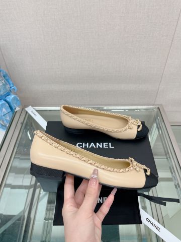 Giày bệt chanel* da bê viền xích đẹp sang VIP 1:1