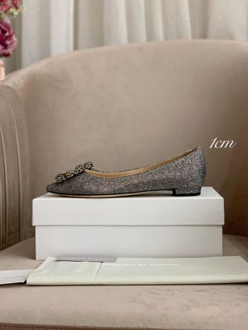 Giày bệt MANOLO* BLAHNIK* nhũ óng ánh mũi đá đẹp sang bản nâng cấp VIP 1:1