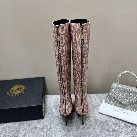 Boot VERSACE* cổ cao gần gối hoạ tiết chữ đẹp độc SIÊU CẤP