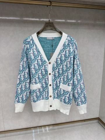 Áo blazer len DIOR* nam nữ hoạ tiết oblique xanh đẹp cao cấp