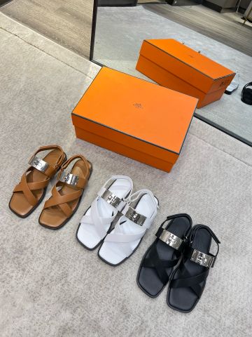 Sandal nữ Hermes* la mã kiểu đẹp quai da bò khoá bạc bản to mẫu mới đẹp VIP 1:1