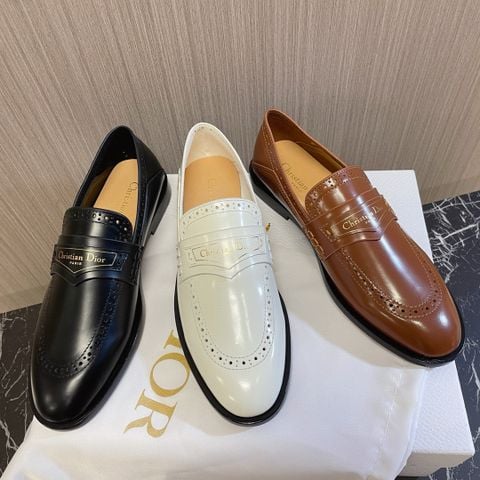 Giày nữ Loafer Di*or* da bóng mờ viền dập lỗ đẹp sang thanh lịch VIP 1:1