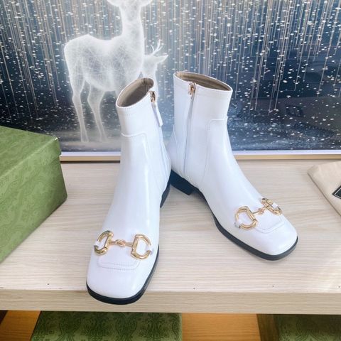 Boot GUCCI* cổ thấp da bò lỳ khoá logo vàng SIÊU CẤP