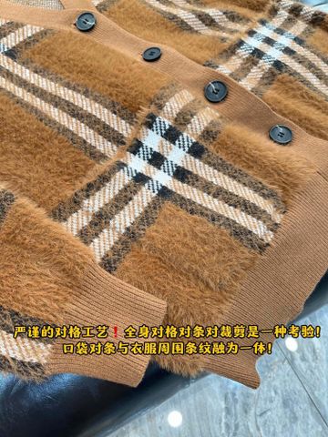 Áo cardigan len lông Burberry* kẻ nâu cực đẹp cho nữ VIP 1:1