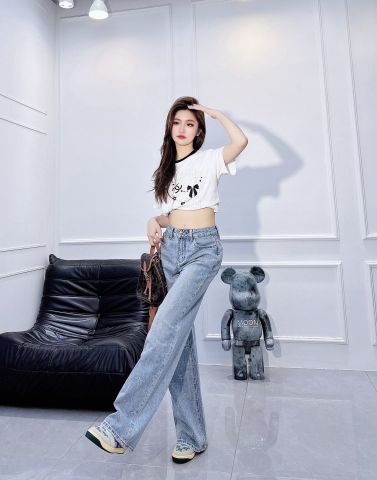 Quần jeans nữ chanel* ống suông đẹp VIP 1:1