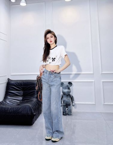 Quần jeans nữ chanel* ống suông đẹp VIP 1:1