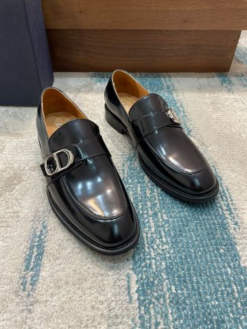 Giày nam Loafer DIOR* da bóng đai ngang nẹp Logo bạc VIP 1:1