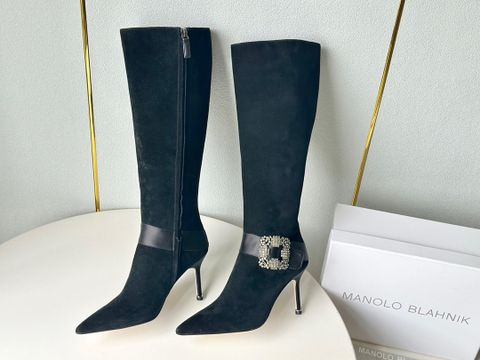 Boot MANOLO* BLAHNIK* da lộn cao 9cm khoá đá vuông đẹp sang VIP 1:1