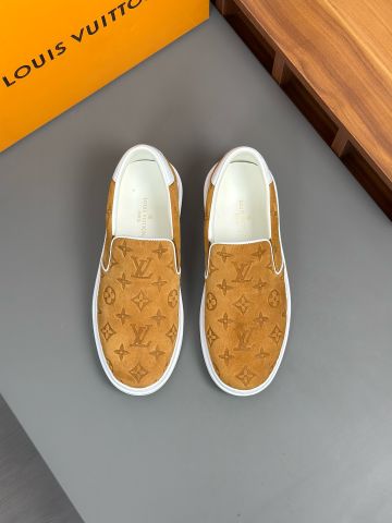 Giày slip on nam L*V da lộn dập nổi hoạ tiết Monogram đẹp VIP 1:1