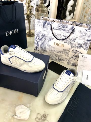 Giày thể thao nam nữ DIOR* da bò dập oblique viền màu đẹp VIP 1:1