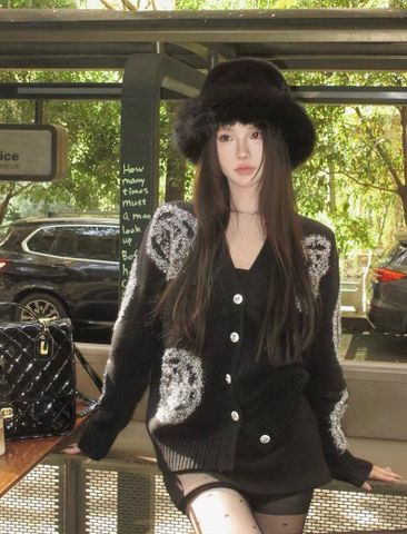 Áo cardigan len nữ chanel* dệt kim hoa trà đẹp sang VIP 1:1