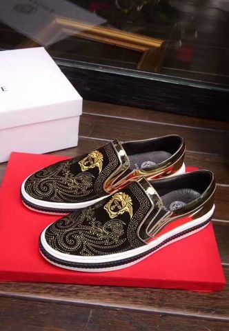 Slip on versace thêu vàng đồng