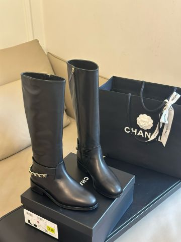 Boot chanel* cổ cao gần gối gót xích bạc đẹp VIP 1:1