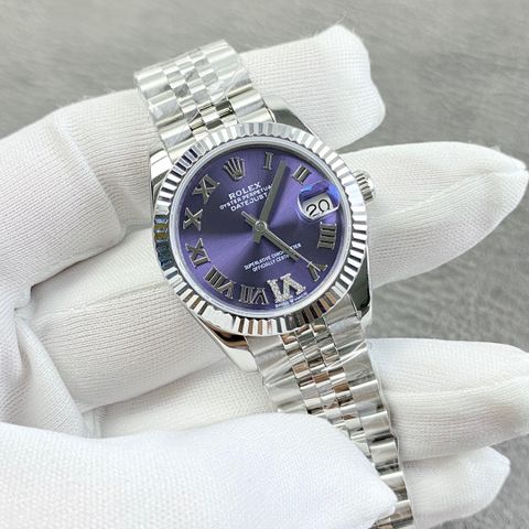 Đồng hồ nữ rolex* dây kim loại case 31mm mặt tím đẹp hiếm VIP 1:1