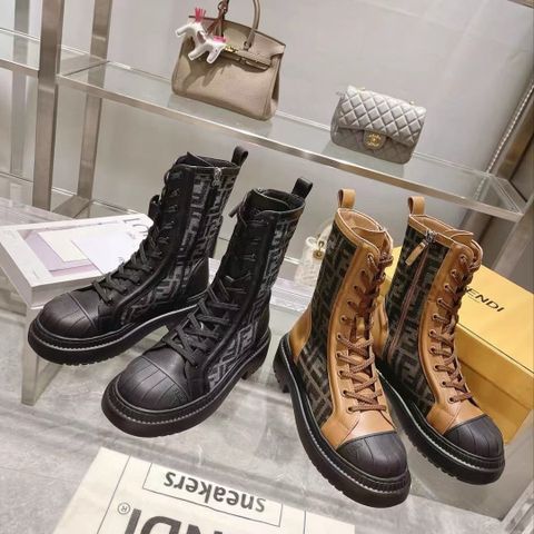 Boot FENDI* cổ lỡ phối canvas hoạ tiết logo đẹp dáng khoẻ VIP 1:1