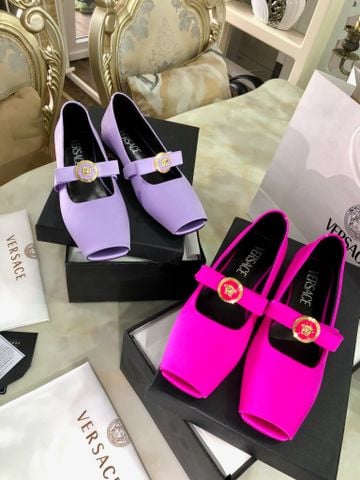 Giày bệt VERSACE* hở mũi chất lụa satin xịn quai nơ đẹp sang VIP 1:1