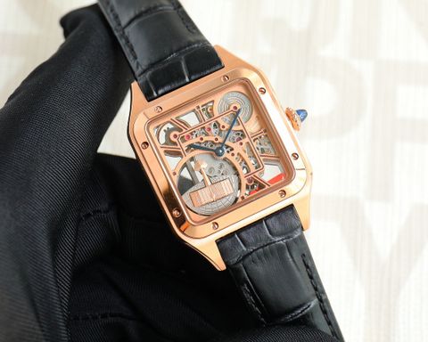 Đồng hồ nữ Cartier* dây da máy cơ trong suốt lộ cơ hoàn toàn cực độc và chất case 31mm VIP 1:1