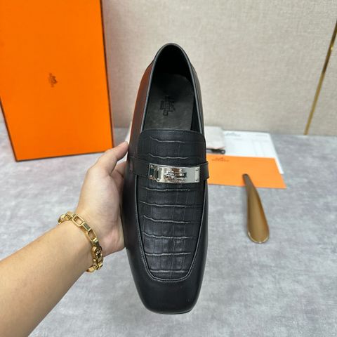 Giày nam Loafer HM* da bò lỳ phối vân cá sấu khoá bạc đẹp lịch lãm VIP 1:1