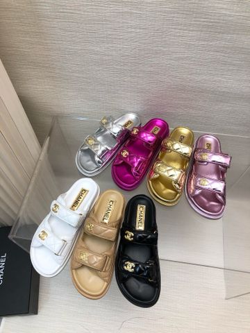 Sandal nữ CHA*NEL* hai quai da bò dáng khoẻ đẹp VIP 1:1