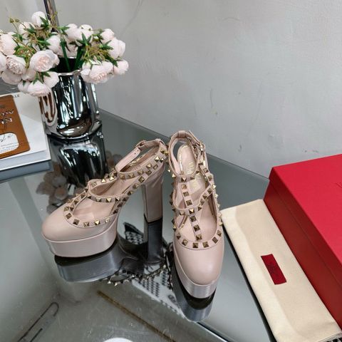 Giày cao gót VALENTINO* cao 15,5cm mũi tròn da bò lỳ đẹp sang dễ đi VIP 1:1