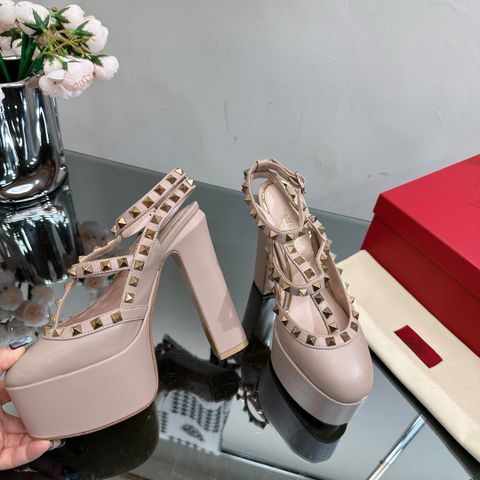 Giày cao gót VALENTINO* cao 15,5cm mũi tròn da bò lỳ đẹp sang dễ đi VIP 1:1