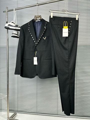 Bộ vest suit nam VALENTINO* kẻ sọc đen ve cổ nẹp bạc cực đẹp sang lịch lãm độc đáo VIP 1:1