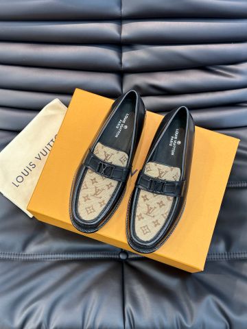 Giày nam Loafer LV* da bò phối canvas Monogram đẹp độc VIP 1:1