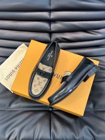 Giày nam Loafer LV* da bò phối canvas Monogram đẹp độc VIP 1:1