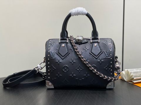 Túi xách nữ L*V SPEEDY TRUNK 20 kèm dây xích bạc pha da mẫu mới cực đẹp