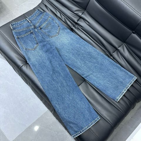 Quần jeans nữ ống suông PRADA* dáng đẹp VIP 1:1