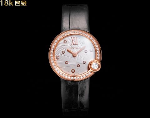 Đồng hồ nữ Cartier* mặt tròn nạm kim dây da đẹp thanh lịch VIP 1:1