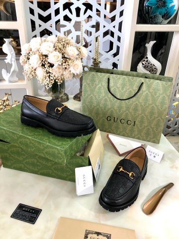 Giày nam Loafer GUCCI* đế cao da bò dập nổi Logo đẹp VIP 1:1