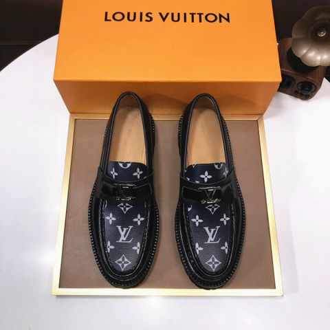 Giày nam Loafer L*V đế cao hoạ tiết Monogram phối da bóng đẹp sang lịch lãm 2 màu VIP 1:1