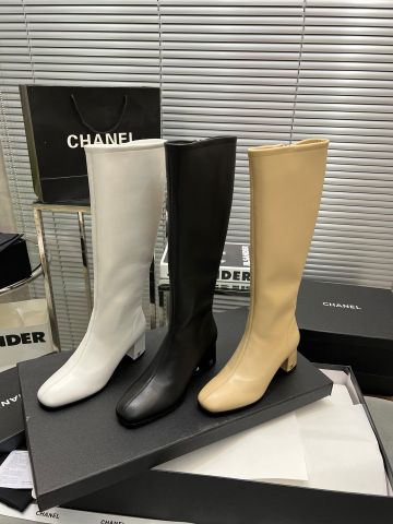 Boot chanel* cổ cao gần gối gót vuông cao 5cm da bò xịn đẹp VIP 1:1