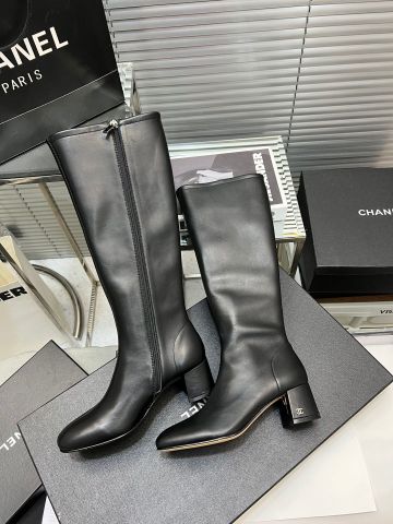 Boot chanel* cổ cao gần gối gót vuông cao 5cm da bò xịn đẹp VIP 1:1