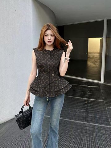 ÁO NỮ L*V  MONOGRAM JACQUARD KHÔNG TAY