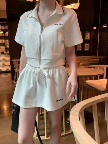 SET BỘ NỮ mi.u mi.u*  CỔ BẺ VIỀN TƯƠNG PHẢN + VÁY NỮ XÒE NGẮNP