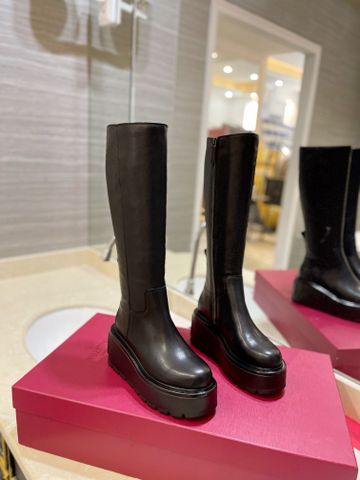 Boot VALENTINO* cổ cao gần gối da bê mềm đế bánh mỳ cao 8cm đẹp dễ đi VIP 1:1