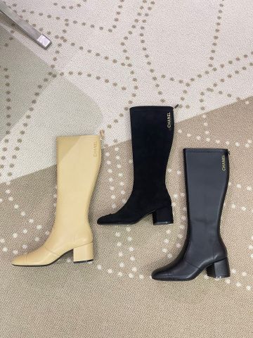 Boot chanel* cổ cao gần gối da bò gót vuông cao 6cm đẹp VIP 1:1