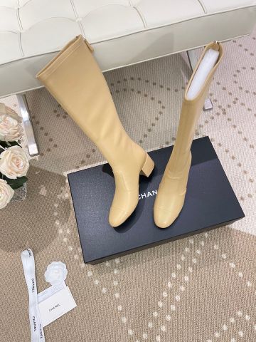 Boot chanel* cổ cao gần gối da bò gót vuông cao 6cm đẹp VIP 1:1