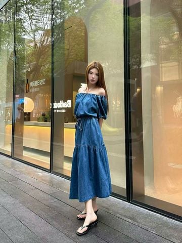 Váy đầm Di*or*  off-shoulder denim