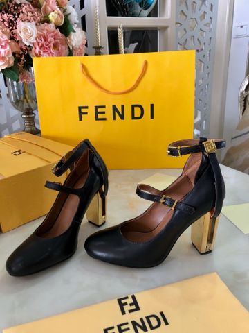 Giày cao gót FENDI* gót tráng vàng quai có thể tháo rời đẹp VIP 1:1