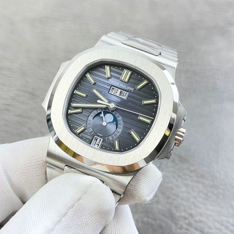 Đồng hồ nam patek* philippe* dây kim loại mặt xanh dương VIP 1:1