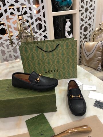 Giày lười GUCCI* da nhám khoá vàng đồng màu đẹp SIÊU CẤP