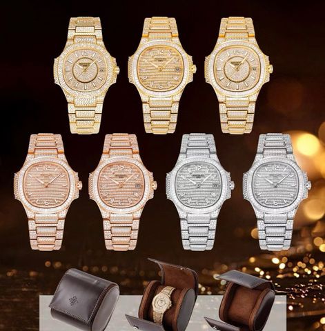 Đồng hồ nữ Patek* Philippe* dây kim loại nạm full kim cương case 35.2mm cực đẹp sang VIP 1:1