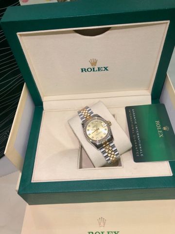 Đồng hồ nữ rolex* dây kim loại viền nạm kim máy cơ case 31mm đẹp sang thanh lịch VIP 1:1