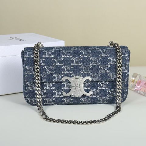 Túi xách nữ ce*line* chất denim hoạ tiết logo khóa bạc cao cấp