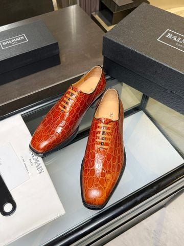 Khám phá đỉnh cao phong cách với Giày Oxford BALMAI*N  Da Bò Vân Cá Sấu Màu Nâu
